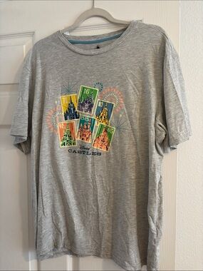 Disney Parks Multicolor Castles Graphic Tee - Light Gray